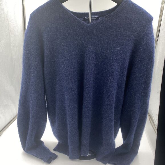 Grant Thomas Other - Grant Thomas Sweater Mens Small 2-Ply Cashmere Pullover V-Neck Blue Long Sleeve